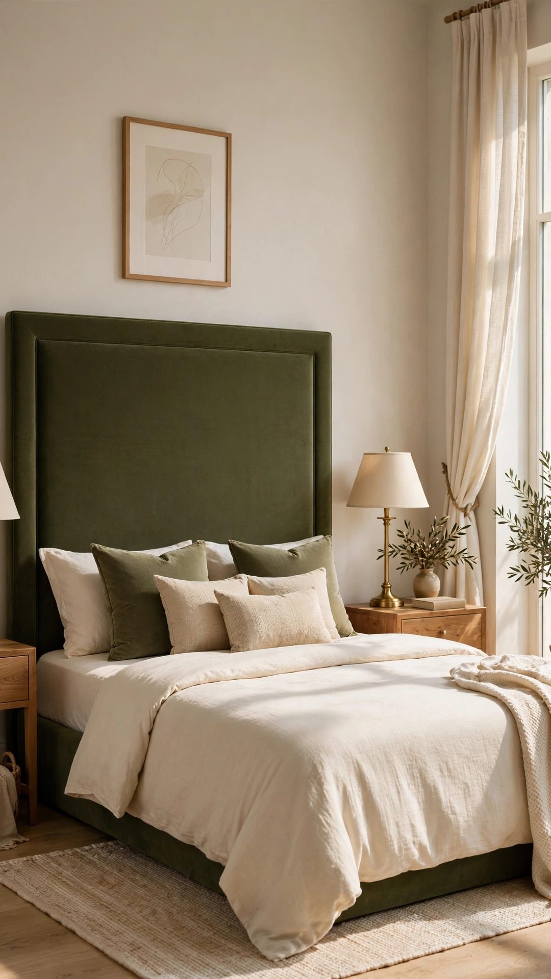 Olive Upholstered Headboard
