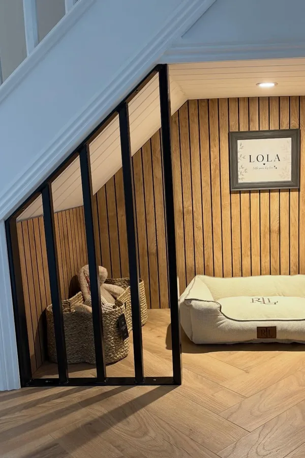 15 Cute Dog Room Ideas to Create a Cozy Space for Your Furry Friend 2 A Dedicated Dog Bedroom Under the Stairs
