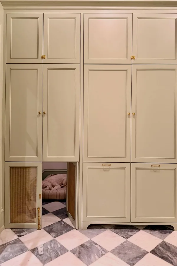 15 Cute Dog Room Ideas to Create a Cozy Space for Your Furry Friend 3 A Built In Dog Nook Inside a Cabinet Run