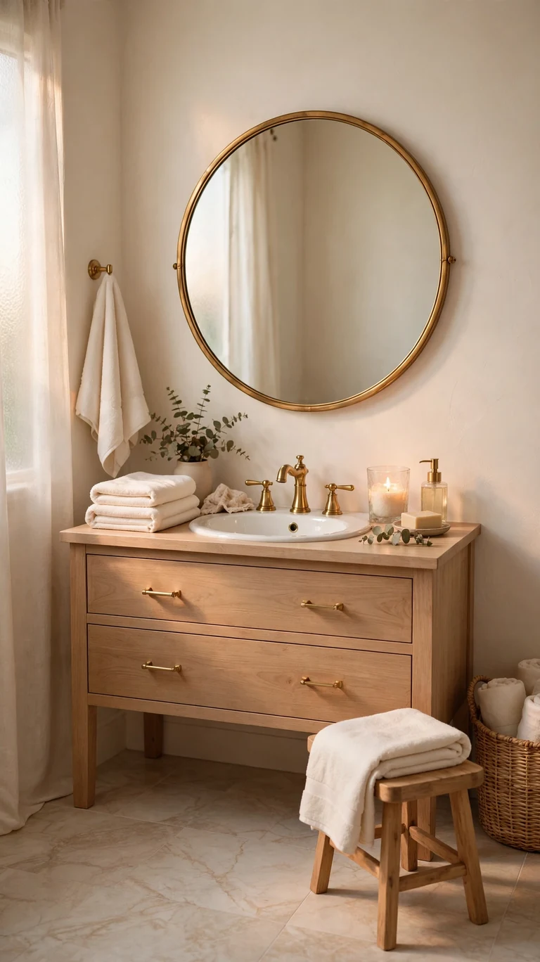 24 Best Bathroom Color Schemes for a Beautiful Refresh 3 Warm White and Brass