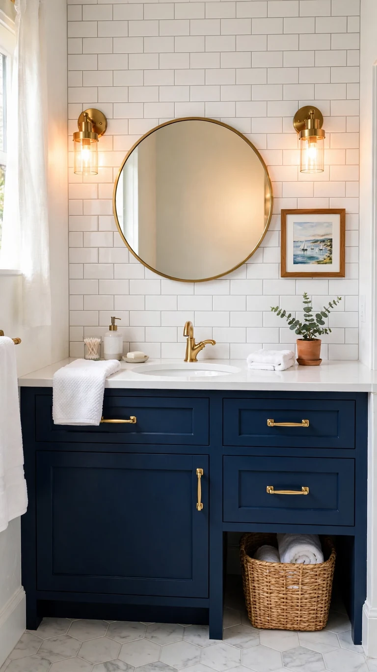24 Best Bathroom Color Schemes for a Beautiful Refresh 5 Navy and White