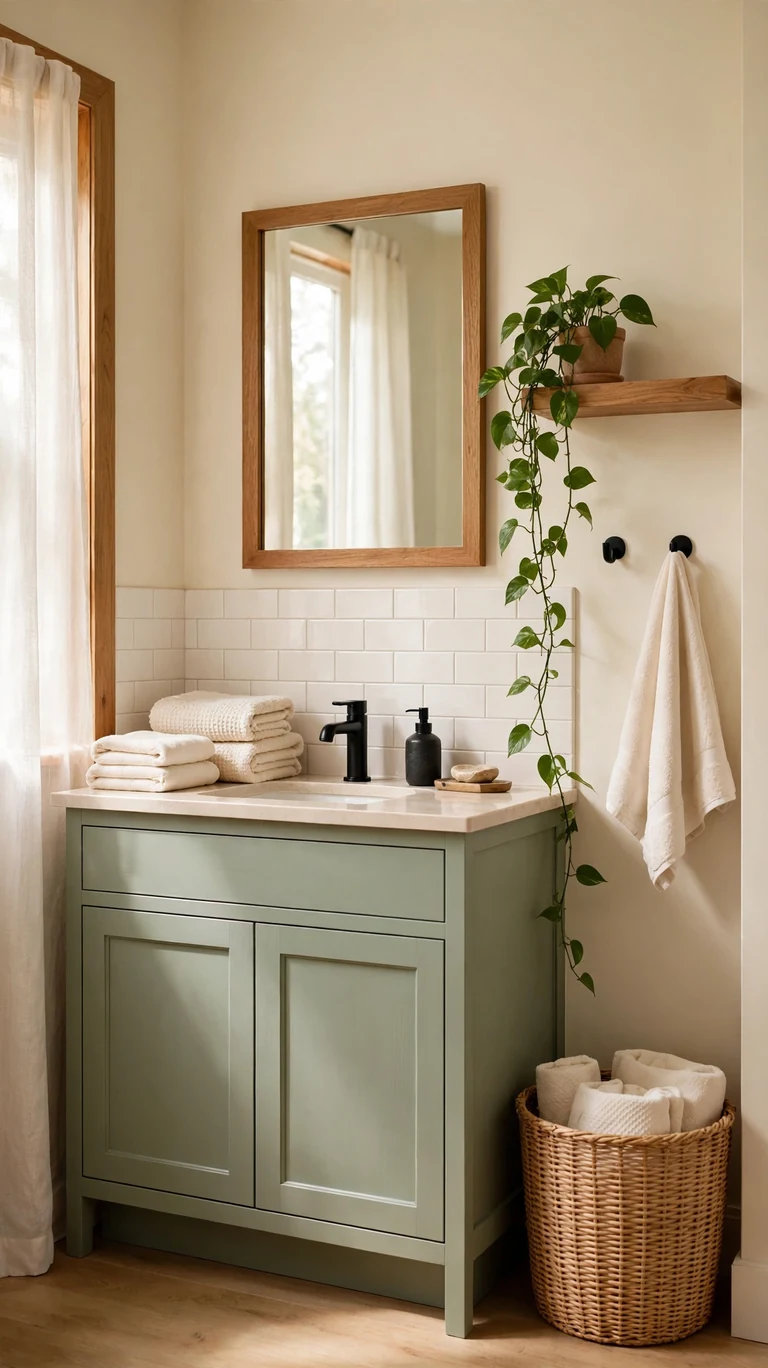 24 Best Bathroom Color Schemes for a Beautiful Refresh 6 Sage Green and Cream