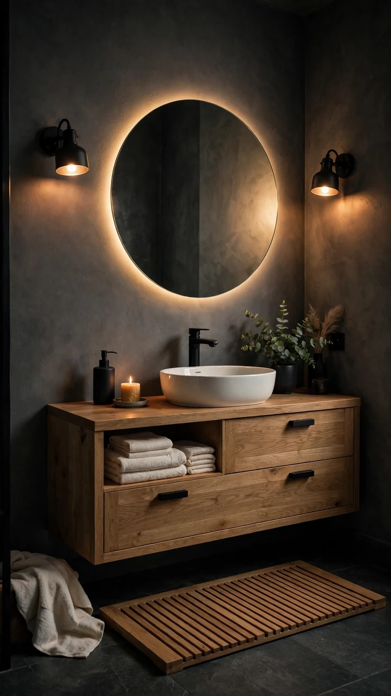 24 Best Bathroom Color Schemes for a Beautiful Refresh 7 Charcoal and Oak