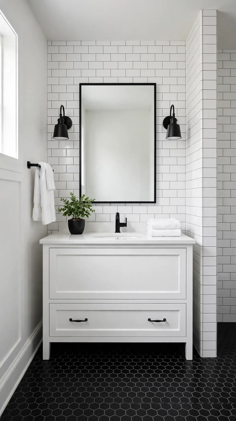 24 Best Bathroom Color Schemes for a Beautiful Refresh 9 Black and White