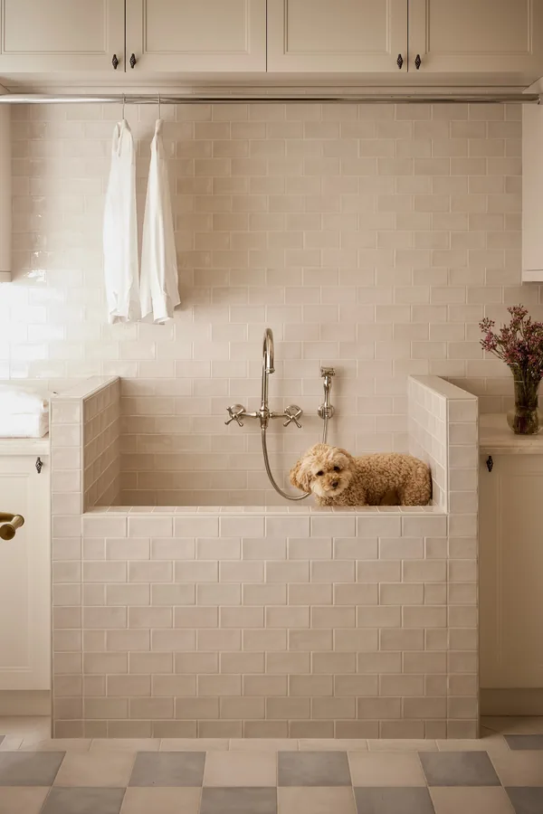15 Cute Dog Room Ideas to Create a Cozy Space for Your Furry Friend 9 A Dog Wash Corner for Easier Bath Days