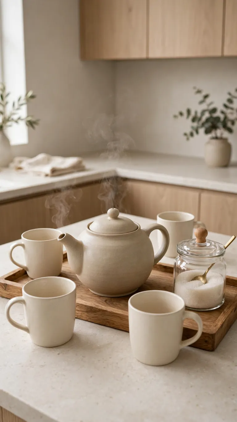 Beige Stoneware Teapot