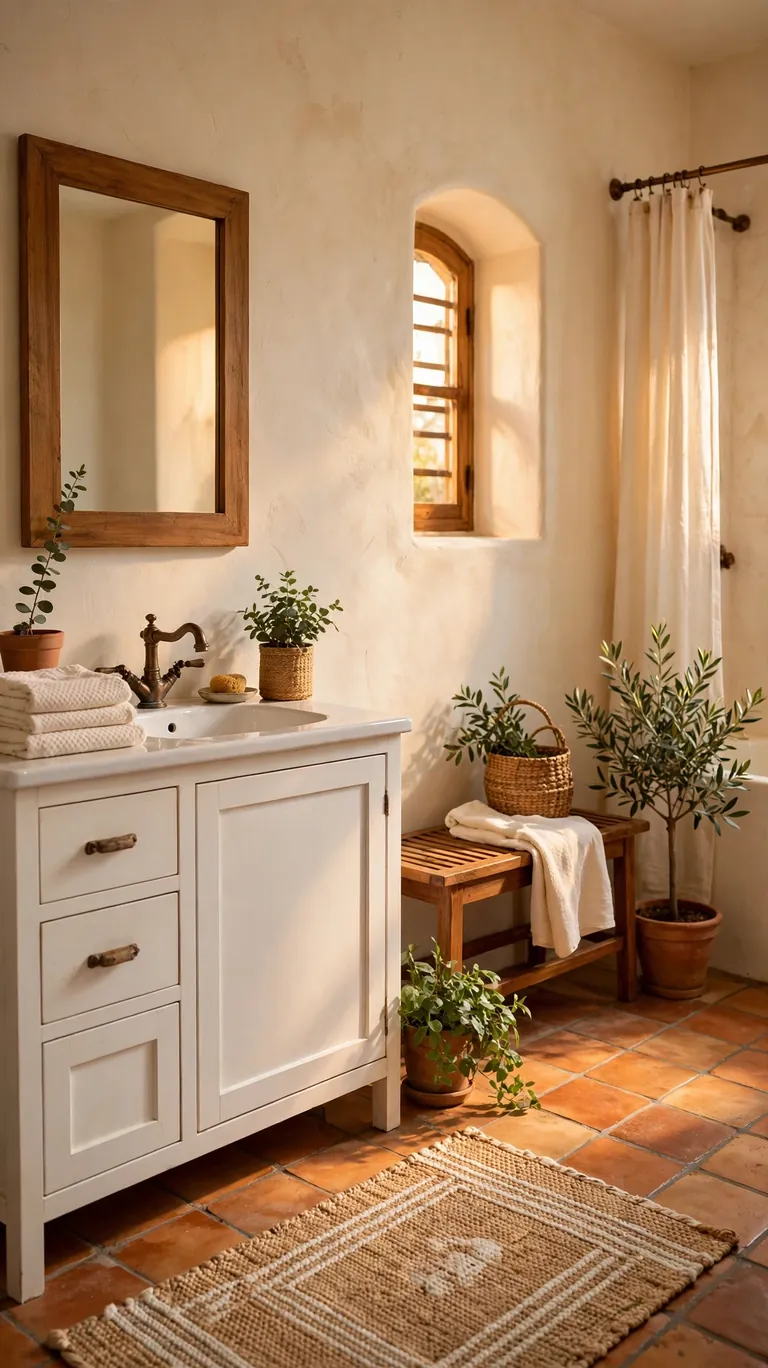 24 Best Bathroom Color Schemes for a Beautiful Refresh 11 Terracotta and Cream