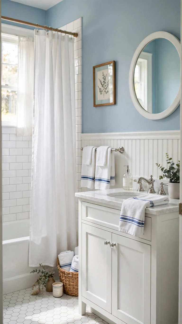 24 Best Bathroom Color Schemes for a Beautiful Refresh 12 Powder Blue and White