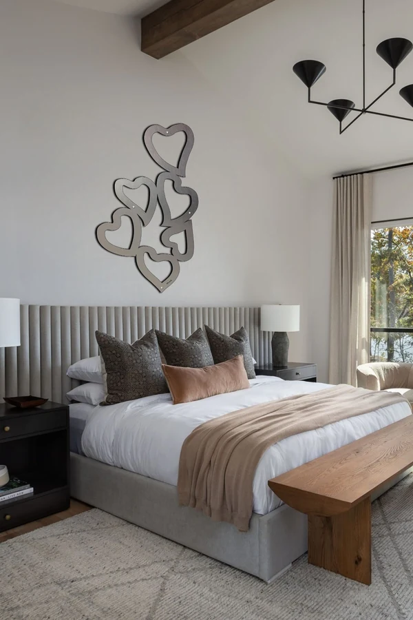 18 Above Bed Decor Ideas to Make Your Bedroom Feel Cozy and Stylish 17 Use Simple Metal Wall Art for a Modern Touch