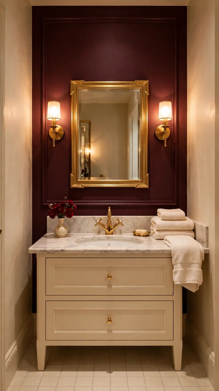 24 Best Bathroom Color Schemes for a Beautiful Refresh 19 Burgundy and Gold