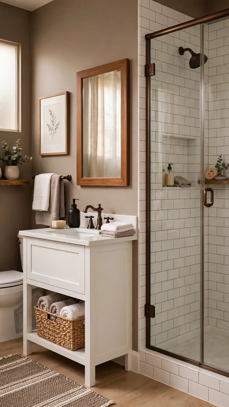 24 Best Bathroom Color Schemes for a Beautiful Refresh 20 Warm Taupe and White