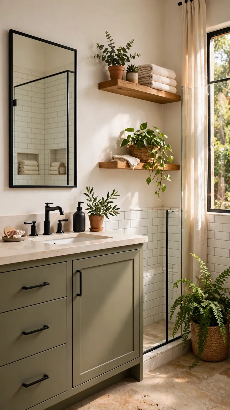 24 Best Bathroom Color Schemes for a Beautiful Refresh 23 Olive Green and Black