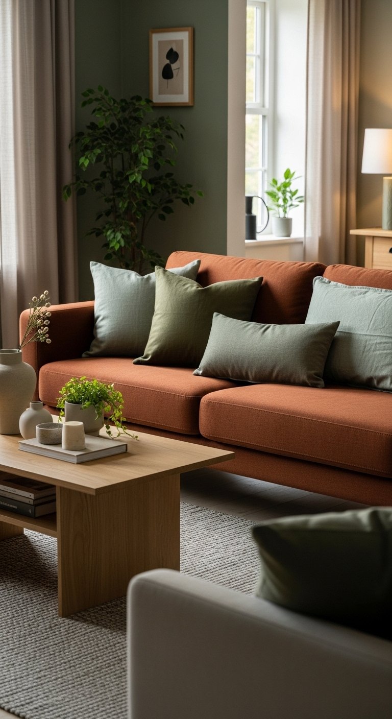 26 Rust and Green Living Room Ideas for a Warm Modern Vibe