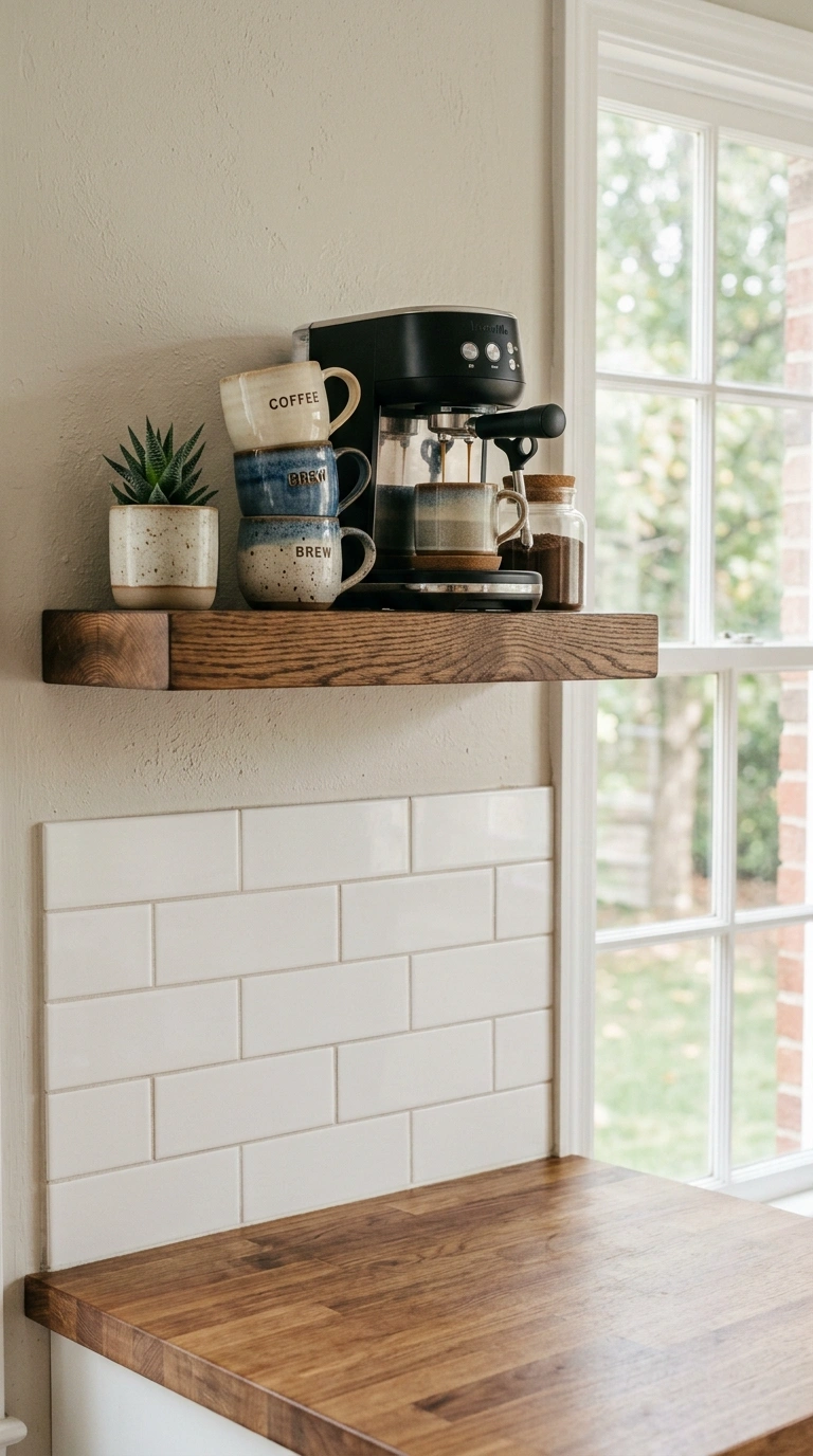 001 1 Floating Shelf Station A small kitchen wall with