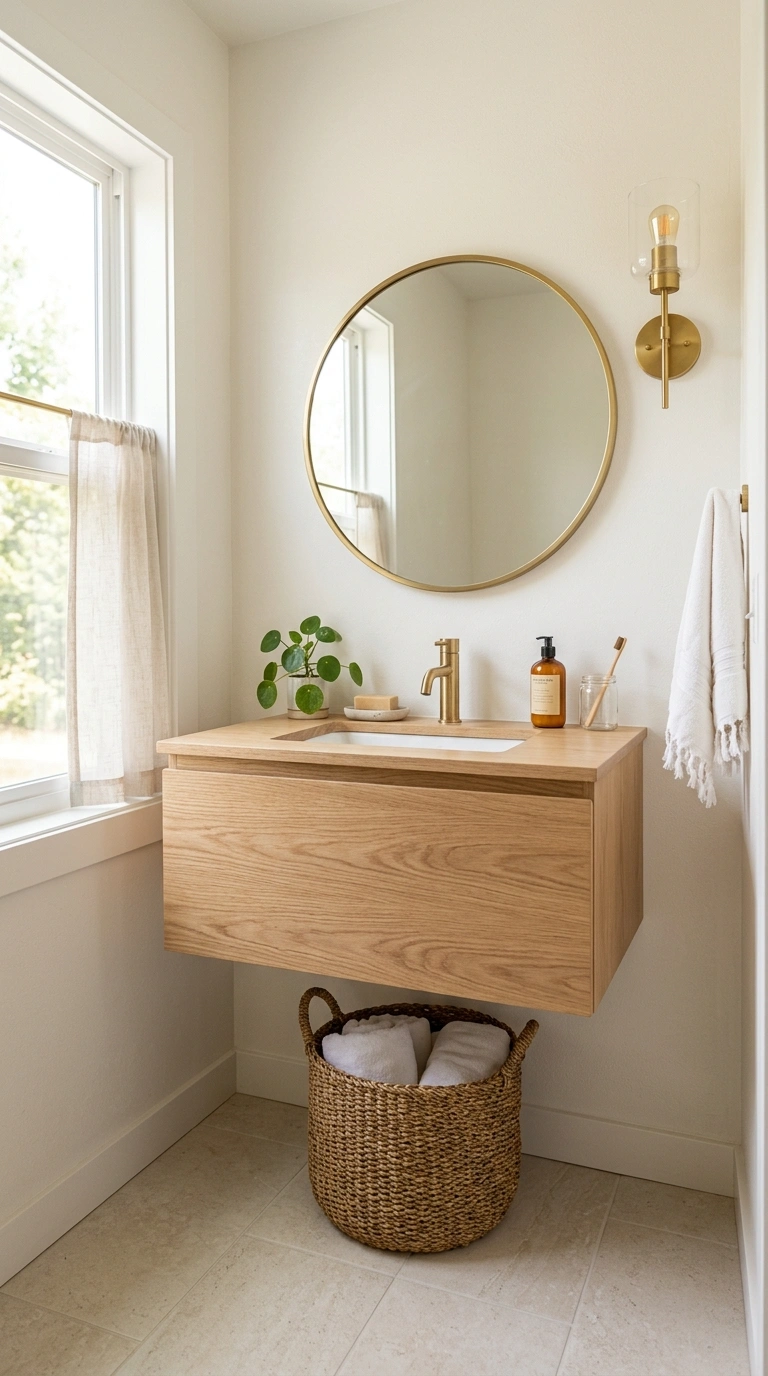 001 1 Floating Vanity A small bathroom with a wall mou
