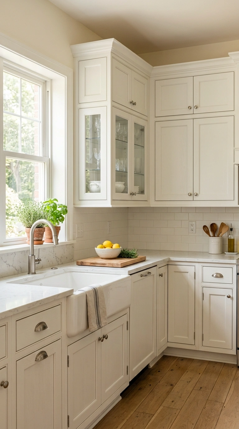 001 Classic Shaker Cabinets A white kitchen featuring