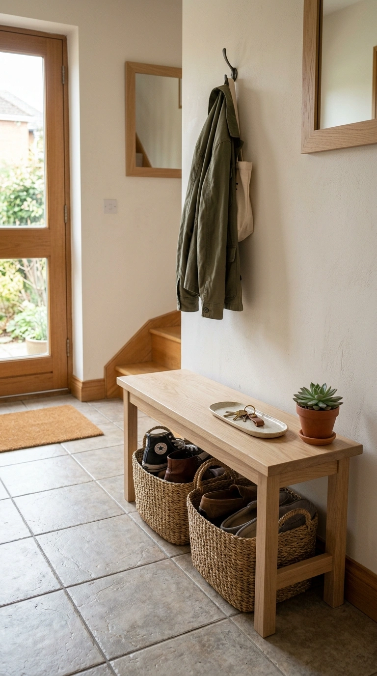 17 Clever Japanese Organization Ideas to Maximize Small Spaces 2 001 Genkan Entry Bench A small entryway with a low woo