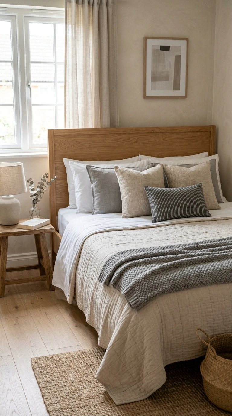 001 Layered Bedding Look A small bedroom bed dressed w