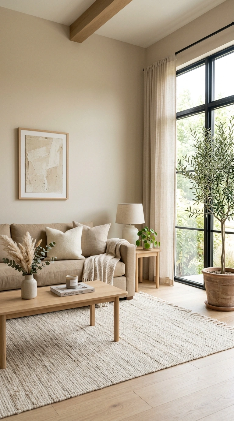 001 Neutral Beige Palette A living room with warm beig