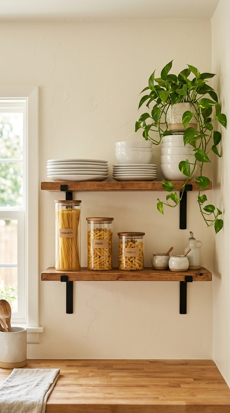 22 Creative Mini Kitchen Ideas for Small Spaces 2 001 Open Shelf Storage A small kitchen wall fitted wit