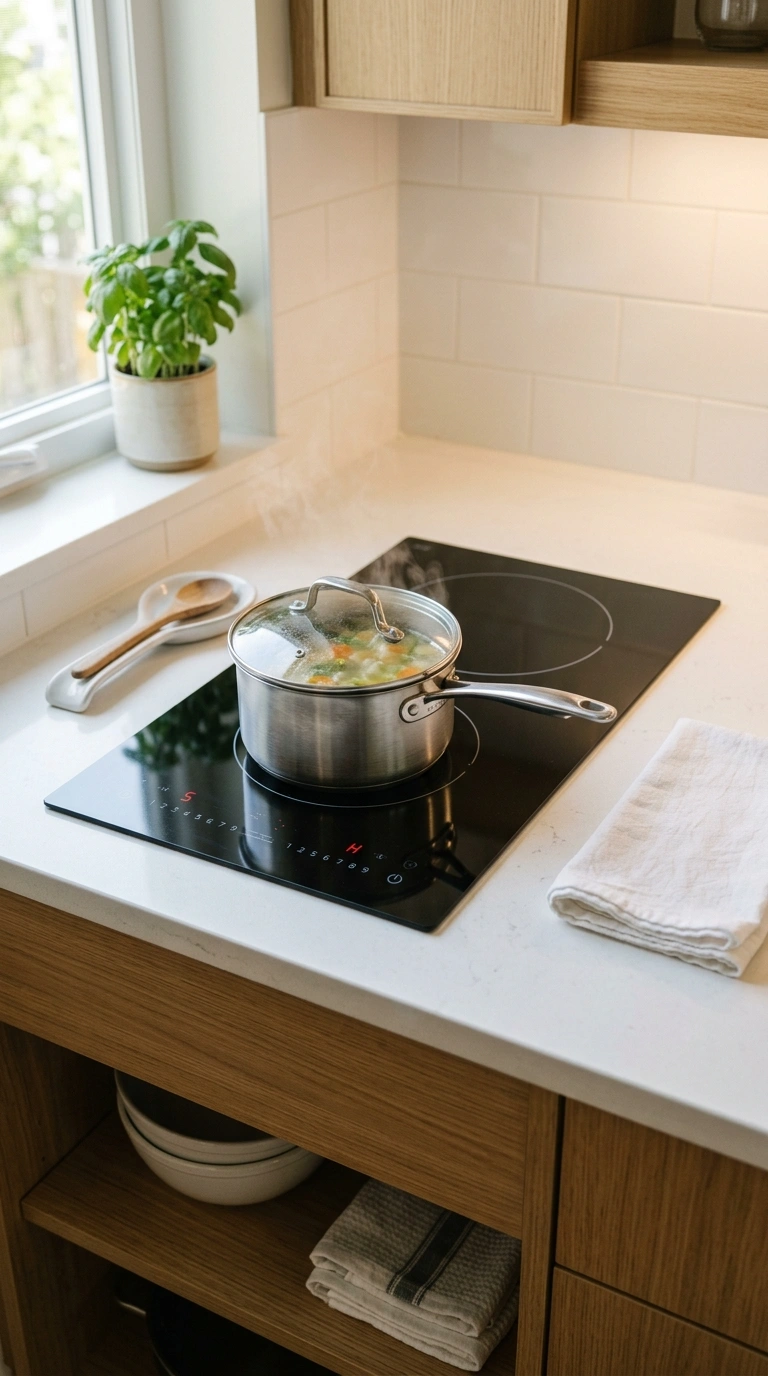 22 Creative Mini Kitchen Ideas for Small Spaces 3 002 Compact Two Burner Stove A slim two burner inducti