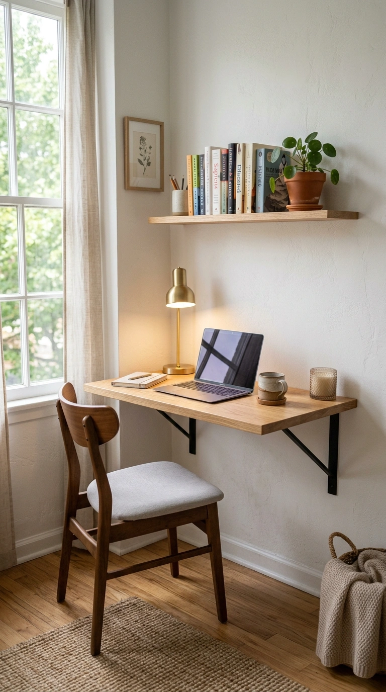 002 Floating Corner Desk A studio apartment corner fea