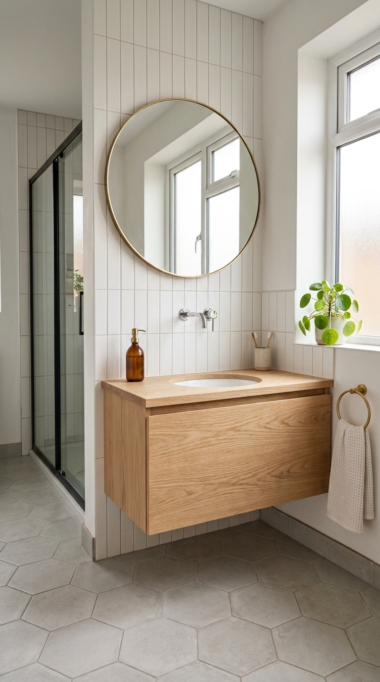 002 Floating Vanity A small bathroom with a light wood
