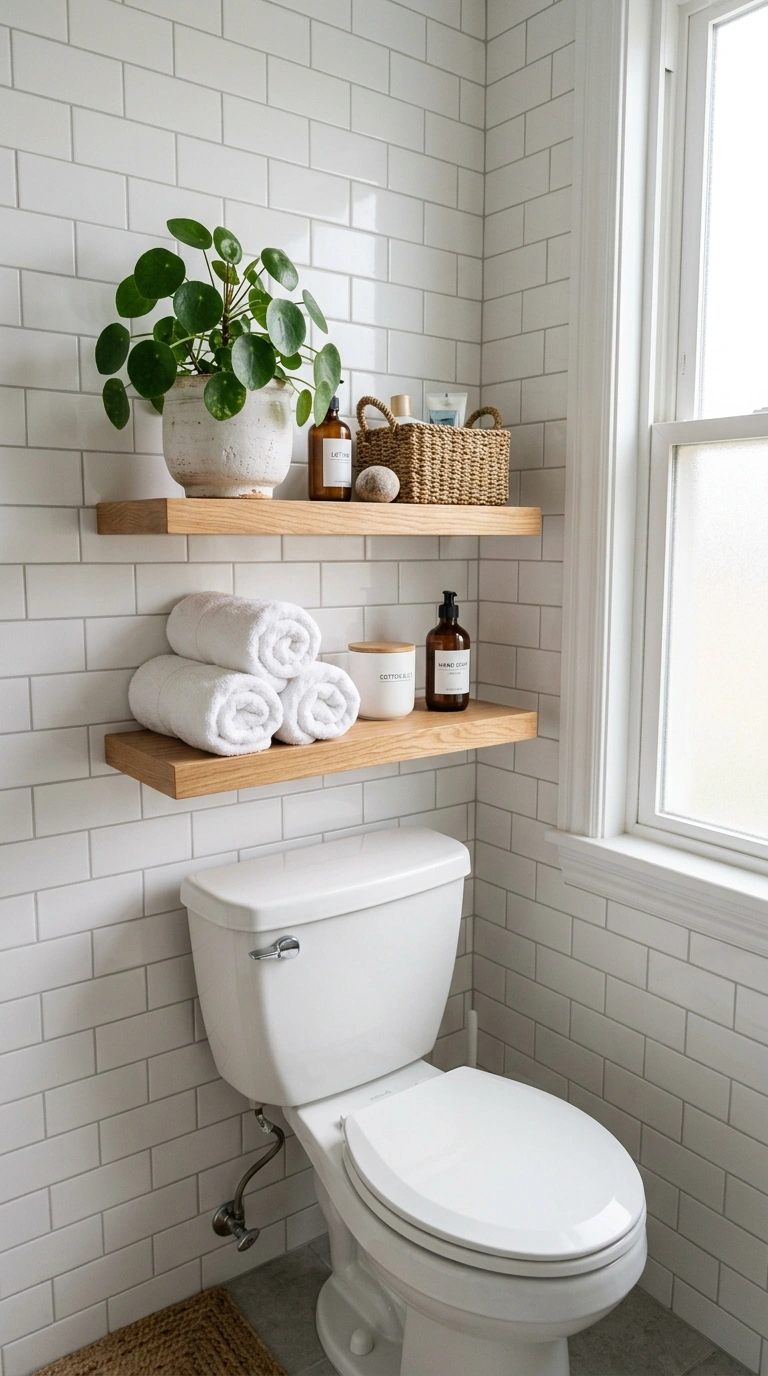 003 3 Wall Mounted Storage A small bathroom with two w