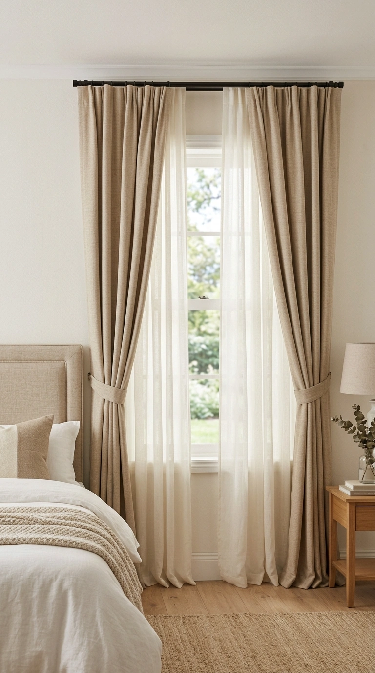 003 Blackout Curtain Layers A bedroom window dressed w