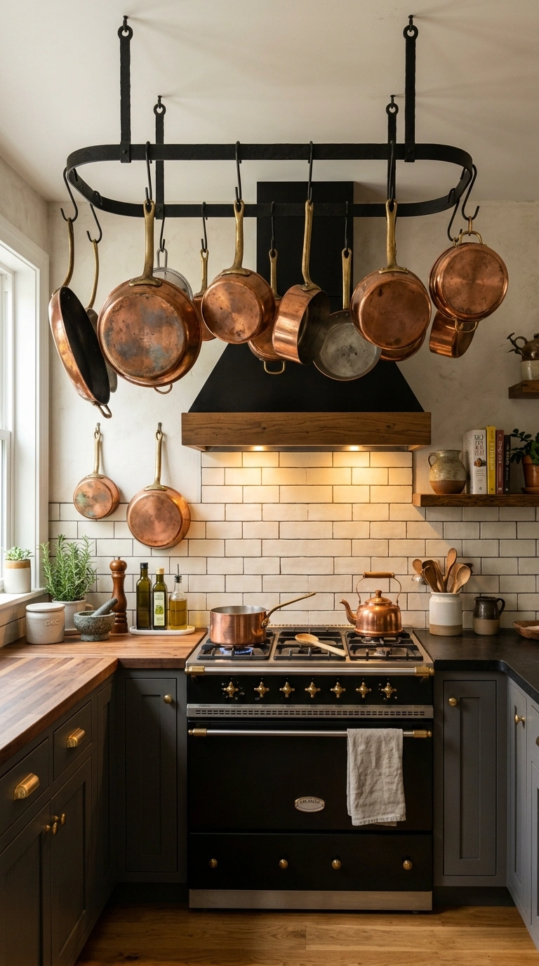 23 Functional U-Shaped Kitchen Ideas That Maximize Every Inch 4 003 Hanging Pot Rack A U shaped kitchen stove wall wit