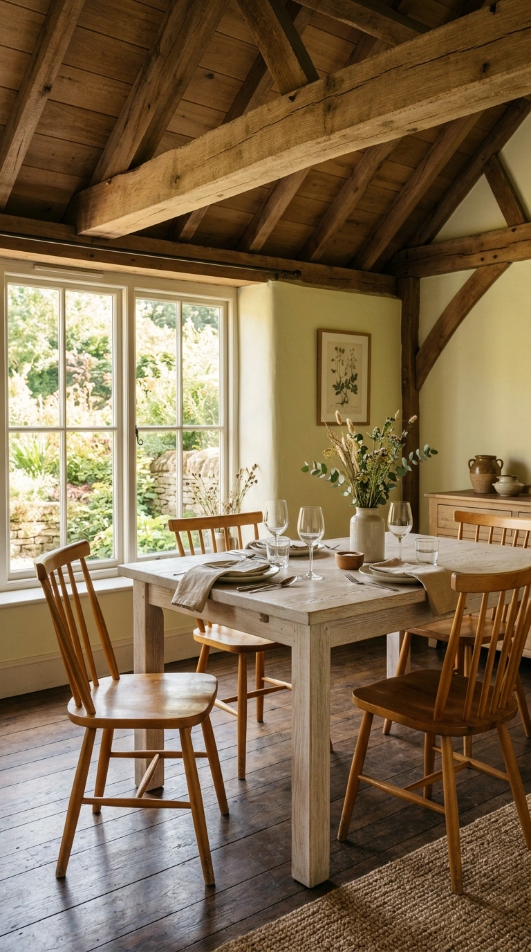 Neutral but Not Boring: California Coastal Interior Design 4 003 Natural Wood Tones A dining area with a whitewashe