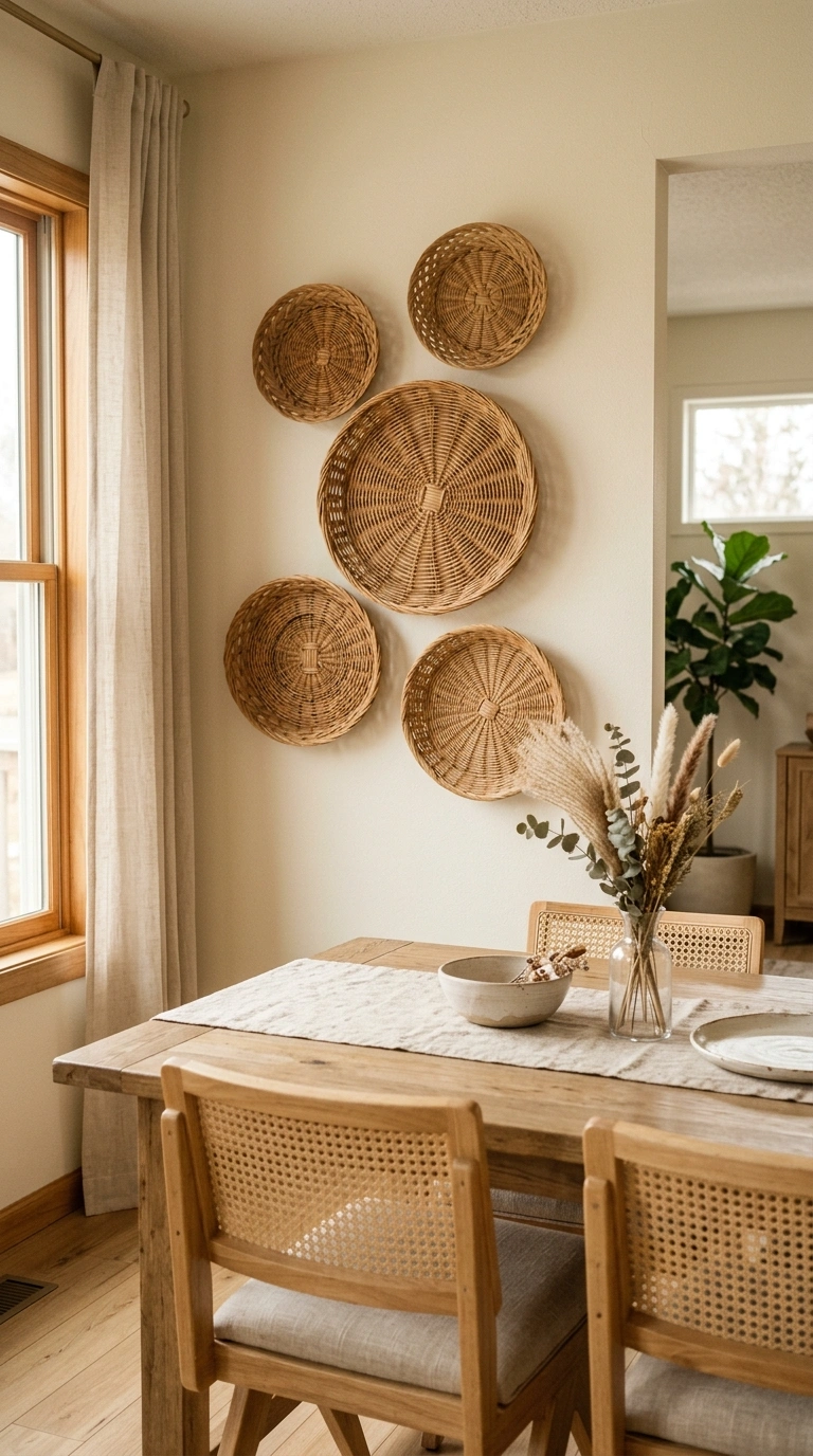 003 Woven Wall Baskets A dining room accent wall style
