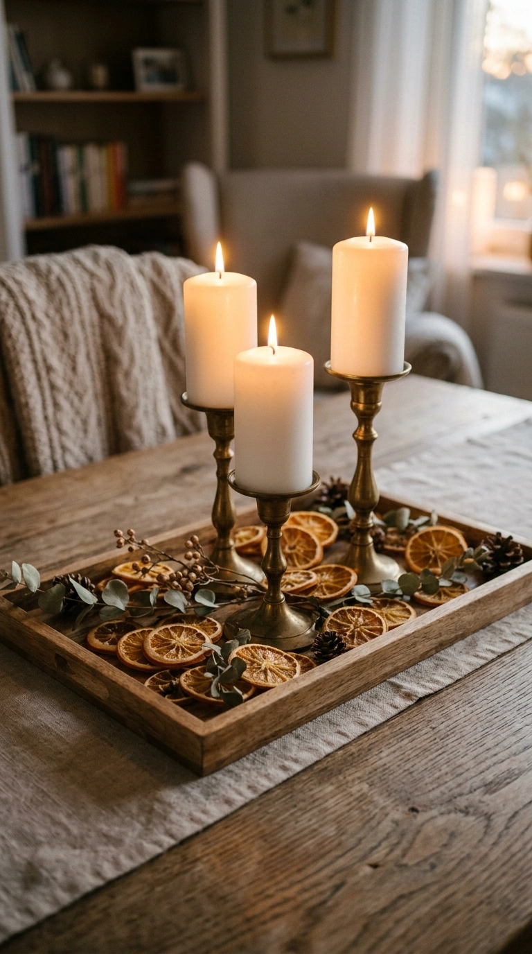 25 Dollar Tree Fall Decor Ideas That Look Expensive 5 004 4 Dollar Tree Candle Upgrade A tray styled with pl