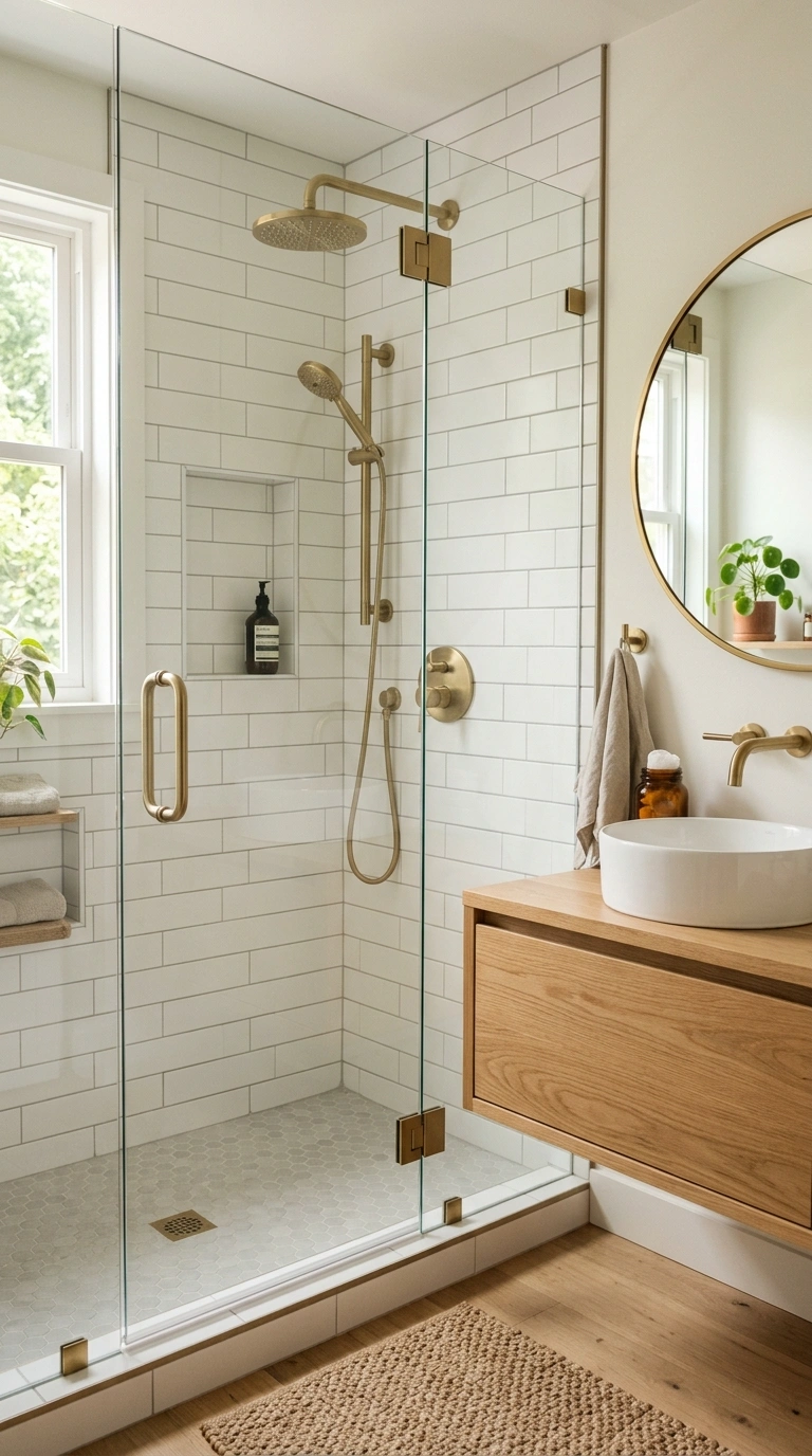 004 4 Frameless Glass Shower A small bathroom with a f