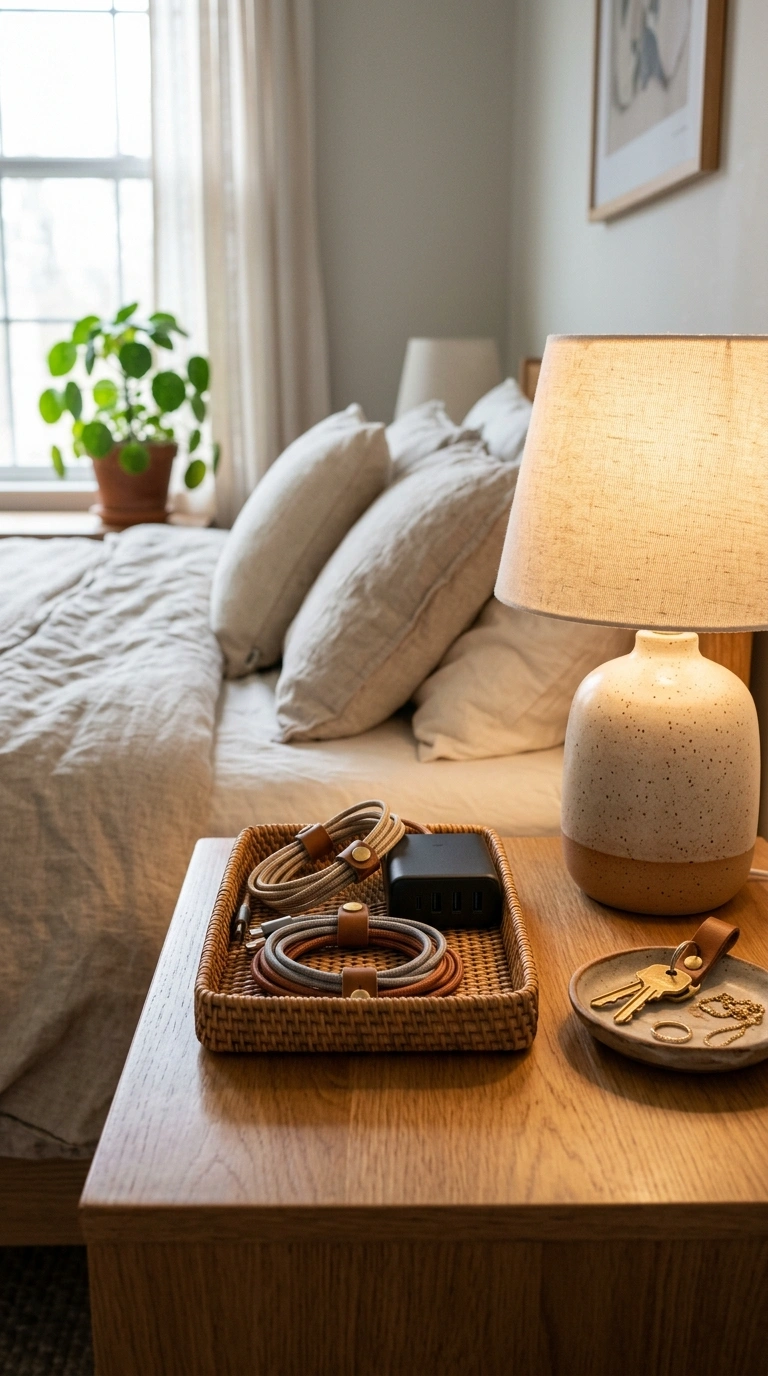 004 Bedside Charging Station A styled nightstand with