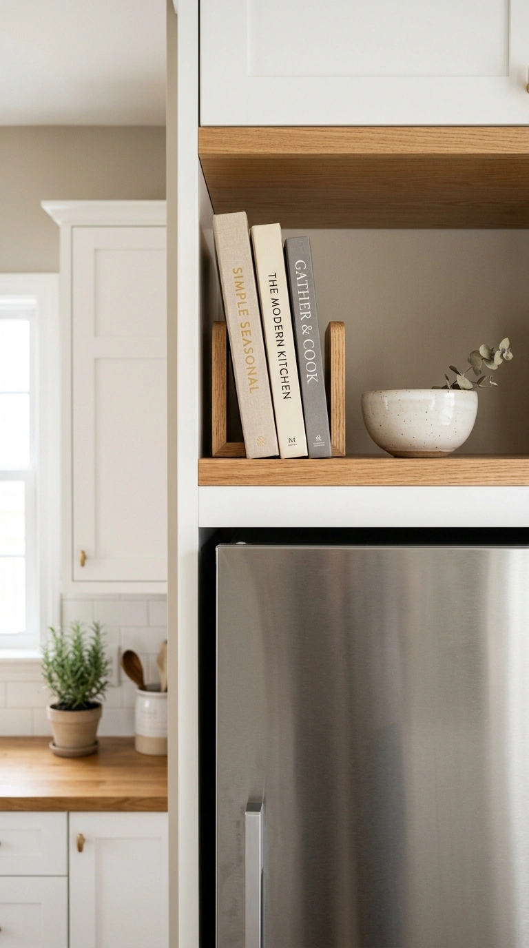 004 Cookbook Corner A warm modern kitchen with three n