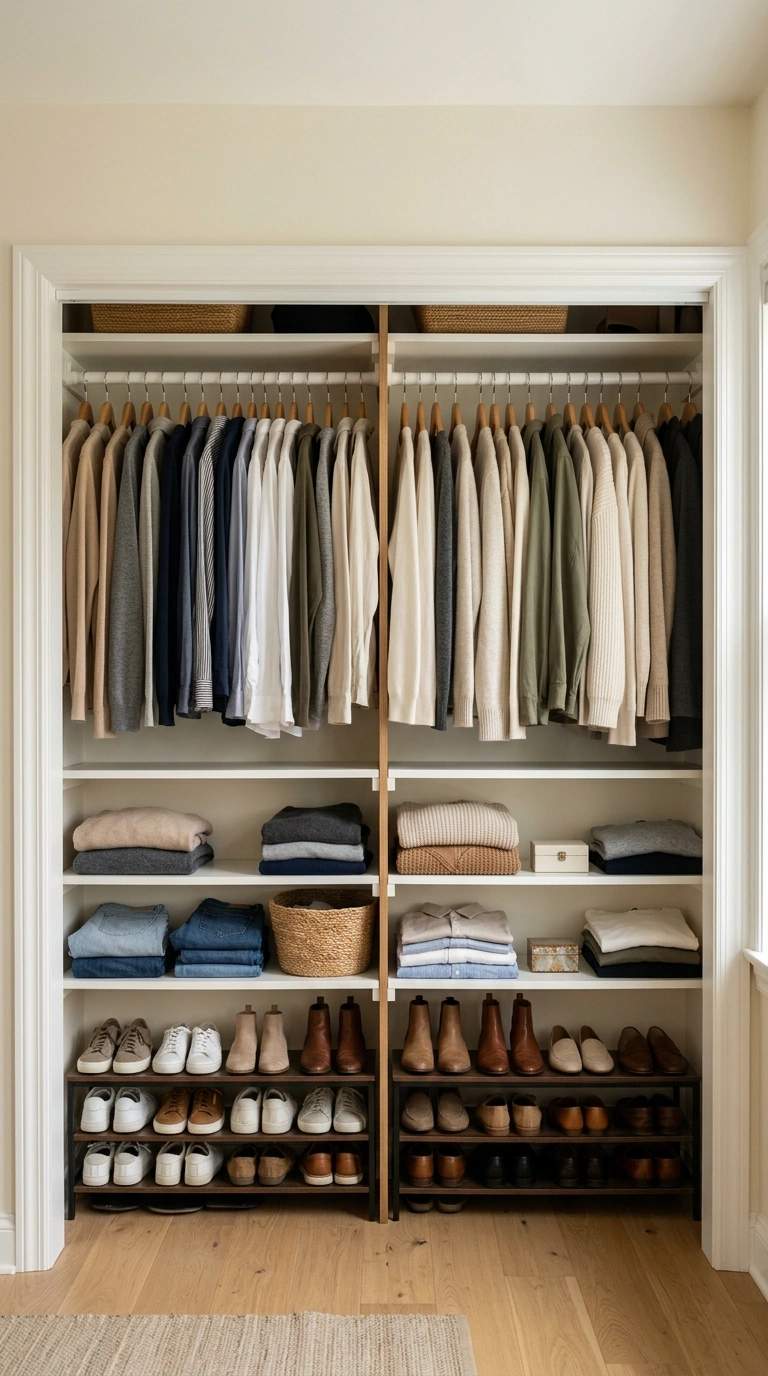 004 Double Closet Zones An open closet split evenly wi