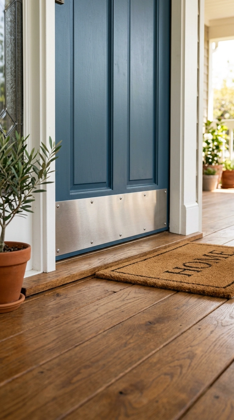 004 Kickplate Panel A front door with a brushed metal