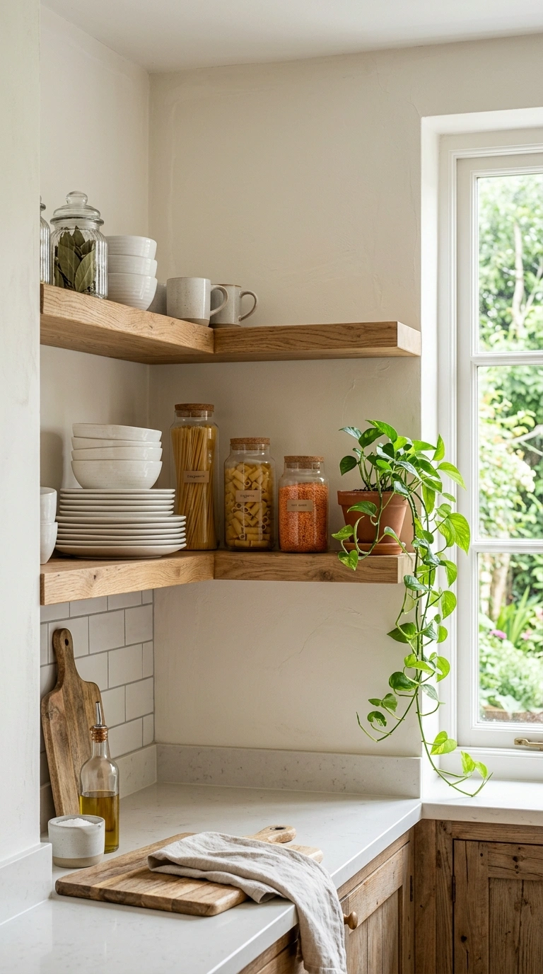 23 Functional U-Shaped Kitchen Ideas That Maximize Every Inch 5 004 Open Corner Shelves A kitchen corner with the cabi