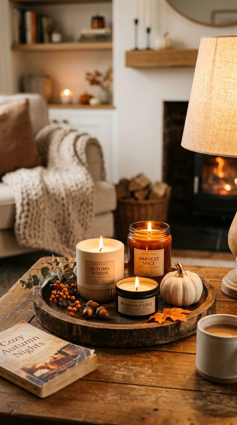 12 Easy Fall Home Ideas to Get Your Home Ready Before Halloween 6 005 5 Fall Scented Candle Vignette A coffee table with