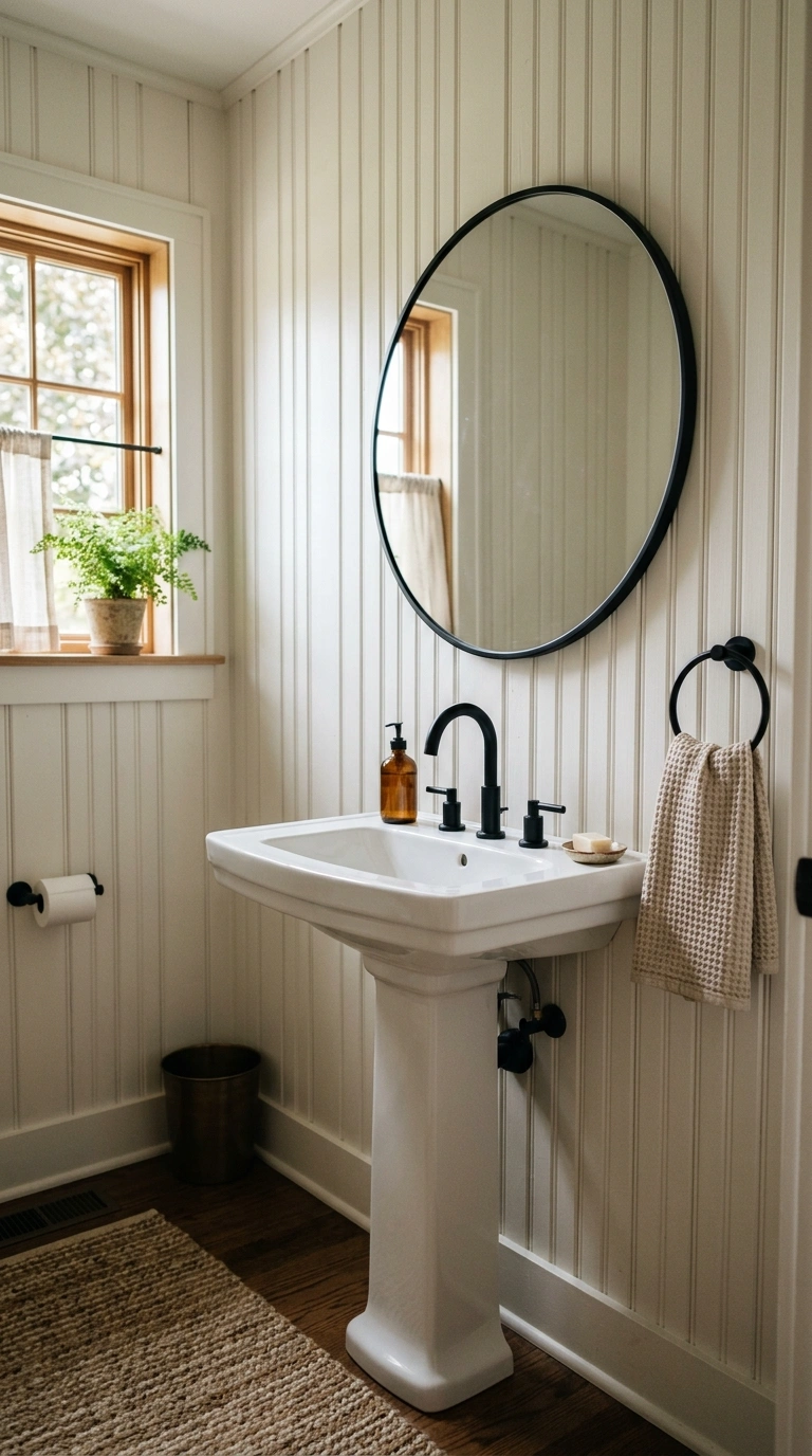 005 5 Vertical Shiplap Walls A powder room with vertic