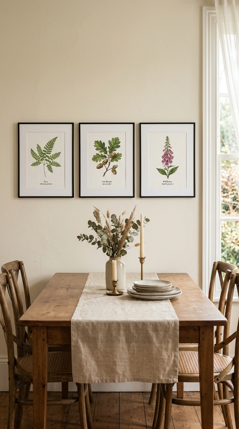 23 Easy Wall Decor Ideas to Make Any Room Look Brand New 6 005 Botanical Print Series A dining room wall above a