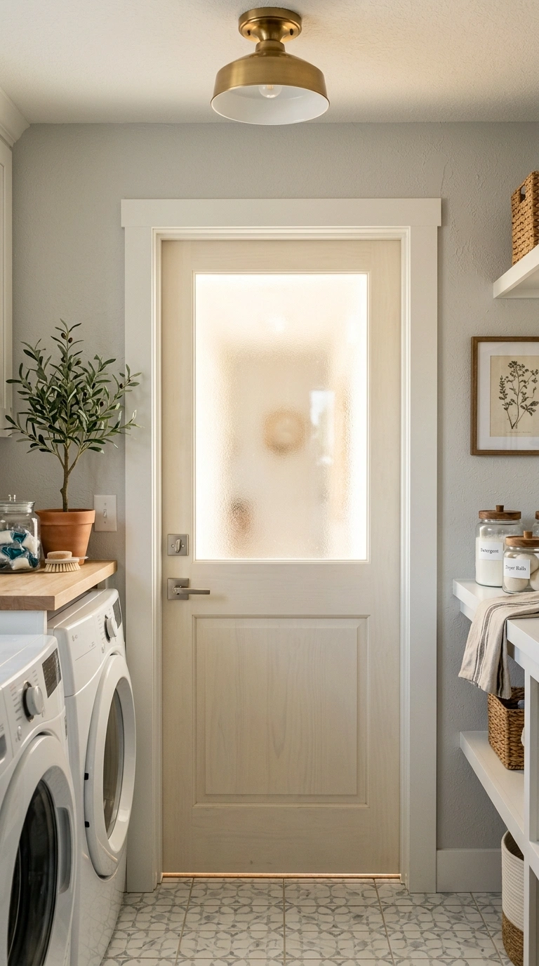 005 Frosted Glass Insert An interior laundry room door