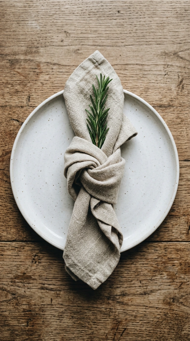 17 Dining Table Decor Ideas to Create a Beautiful Tablescape 6 005 Linen Napkin Knots A top down close up shot of a w