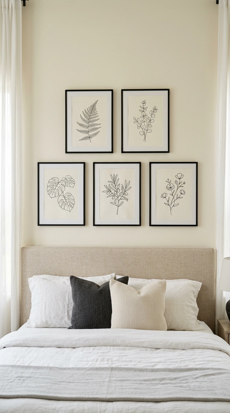 005 Neutral Gallery Wall A guest bedroom wall above th
