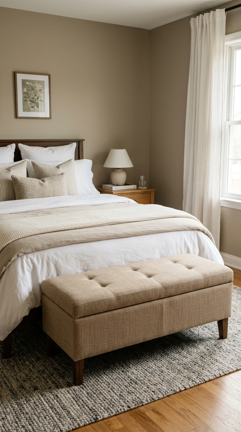 005 Storage Bench Foot An upholstered storage bench at