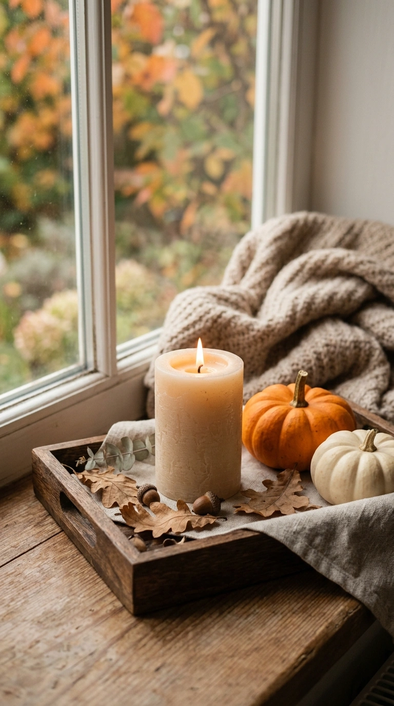 006 6 Candle and Pumpkin Duo A small tray styled minim