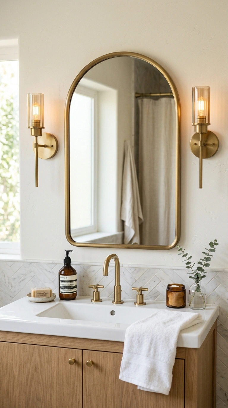 006 6 Statement Mirror A small bathroom vanity with an