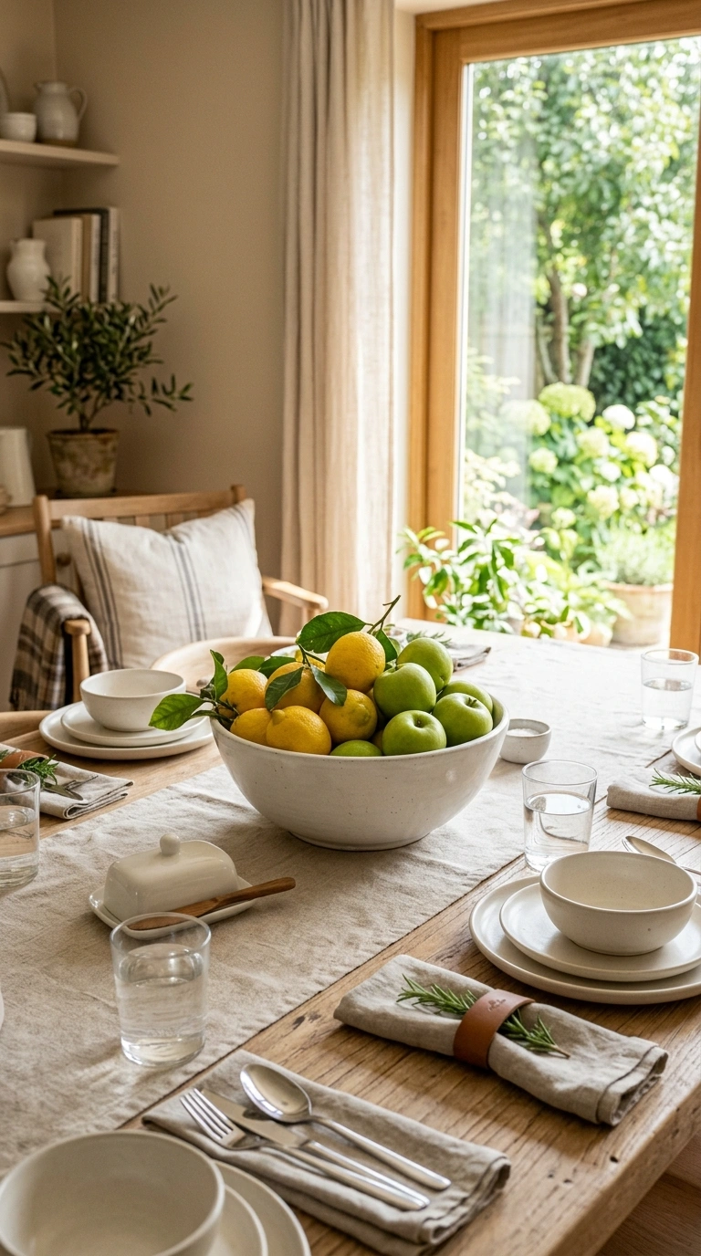 17 Dining Table Decor Ideas to Create a Beautiful Tablescape 7 006 Ceramic Centerpiece Bowl A dining table with a lar