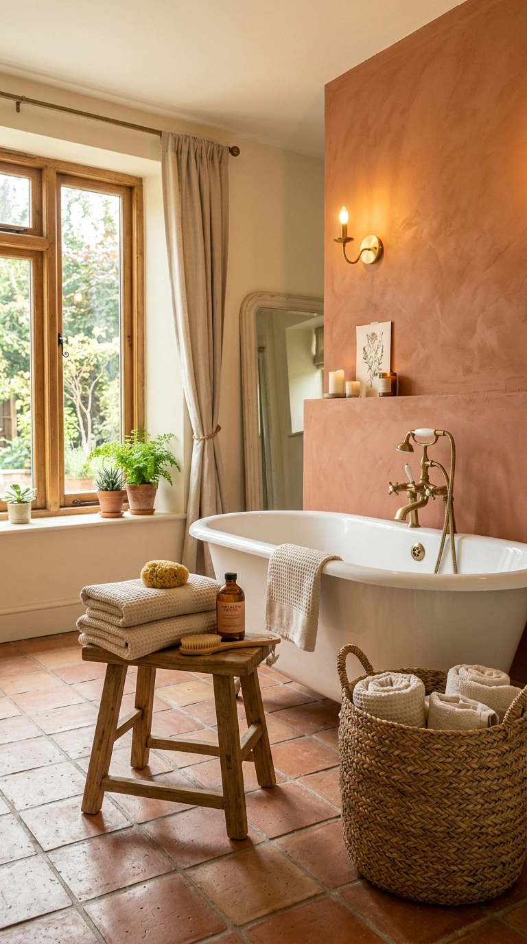 19 Best Bathroom Color Schemes for Every Style 7 006 Terracotta And Cream A bathroom with a warm terrac